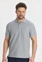 Walfer Men's Gray Lycra Cotton Blended Collar Detail Slim Fit Non-Curling Polo Neck T-Shirt
