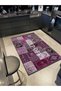 Quartz Collection Keep Off in Purple Tones Written Vintage Patterned Woven Base Decorative Carpet Kuvars33 - 4