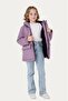 Girl's Lilac Fur Lined Water & Windproof Hooded 3-Pocket Winter Coat & Parka - 2