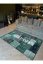 Quartz Collection Green Tones Keep Off Written Vintage Patterned Woven Base Decorative Carpet Kuvars33 - 3