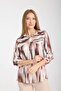 Mink Striped Satin Jacquard Women's Shirt - 6