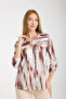 Mink Striped Satin Jacquard Women's Shirt - 7