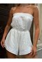 Women's White Elastic Waist Strapless Jumpsuit HZL25S-ZK11121 - 2