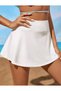 White Darkalıp High Waist Bikini Bottom with Shorts Beach and Sports Skirt Lady Full Coverage Skirt - 2