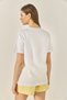 Women's White Printed Stone Detailed Regular Fit Cotton T-Shirt 8136 60283302 - 6