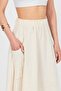 Natural Side Pocket Muslin Linen A-Line Skirt 4713A - 4