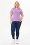 Cotton Lycra Button Detail Basic T-Shirt, Large Size T-Shirt - 3