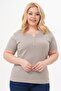 Cotton Lycra Button Detail Basic T-Shirt, Large Size T-Shirt - 4