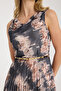Black and Brown Color Brush Patterned Plisse Dress - 5