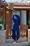 Diana Gathered Navy Blue Design Hijab Swimsuit Suit - 2