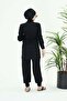 Diana Gather Detailed Design Hijab Lycra Black Double Suit Swimsuit - 3