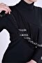 Swimsuit with Stones on the Shoulder - Black