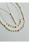 Multicolored Pendant Stone Gold Necklace - 2
