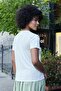 Women's Quality Modal Fabric Crew Neck Button Accessory Short Sleeve T-Shirt Blouse-Cream - 7
