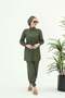 Diana Gather Detailed Design Hijab Lycra Khaki Double Suit Swimsuit