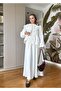 Modal Woven Fabric Double Suit with Ruffled Lace Skirt Ecru - 4