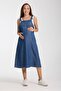 Işşil 4560-Lyocell Strap Maternity Gardener Midi Dress - 2