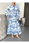 Patterned Belted Chiffon Dress - 5