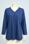 Plus Size 3 Button V-Neck Mother Combed Cotton Blouse – Relaxed Fit - 3