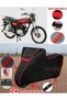 Abush Cga 125I Tarpaulin Black Motorcycle Tarpaulin Engine Cover Tent (Red Stitched)