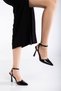 Women's Black Patent Leather Pointed Toe Strappy Heeled Classic Evening Dress Shoes İlr Adm 957 - 3