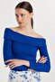 Women's Slim Fit Modal Fabric Plain Cotton Strapless Blue Blouse