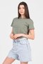 Green Crew Neck Short Sleeve Knitted Women's Crop - 4