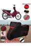 Kanuni Cup 100 Tarpaulin Black Motorcycle Tarpaulin Engine Cover Tent (Red Stitched)