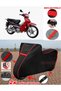 Steel Motor Cup 110 Tarpaulin Black Motorcycle Tarpaulin Engine Cover Tent (Red Stitched)