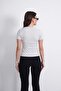 Crop Slim Fit Cotton Lycra T-Shirt-Snow Melange - 6