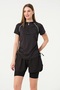 Short Sleeve Half Zip Quick Dry Fabric Shorts Women's Semi-Covered Swimsuit with Leggings