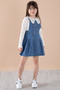 Blue Jean Salopetli and Lace Badimi Girl's 2 Piece Set 20305