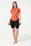 Short Sleeve Half Zip Quick Dry Fabric Shorts Women's Semi-Covered Swimsuit with Leggings - 4
