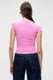 Hopewell Women's Round Neck Knitted Slim Fit Pink T-Shirt - 5