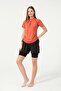 Short Sleeve Half Zip Quick Dry Fabric Shorts Women's Semi-Covered Swimsuit with Leggings - 5