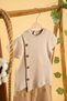 Baby Kids Girls Boys Skin- Beige Button Detailed Bottom Top Double Set - 2