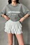Women's Ruffled Raschel Mini Skirt with Shorts - 3