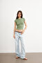 Women's Green Crew Neck Short Sleeve Ultra Soft T-Shirt - 4