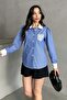 Women's Striped Embroidery Detailed Shirt