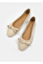 Genuine Leather Simple Bow Detailed Casual Women's Ballerinas - 5