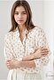 Women's Beige Polka Dot Single Pocket Detailed Relaxed Fit Viscose Ecru Shirt S-m-l-xl - 5