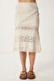 Lacy Midi Knitted Skirt Cream Lcr0075 - 3