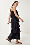 Layered Summer Long Linen Dress BLACK LNS0040 - 3
