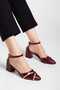 Claret Red Patent Leather Shoes with Stones (Large Size)