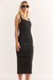 Women's Black Stitching Detailed Slit Lycra Midi Denim Dress Elb-19002405 - 3