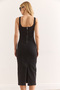 Women's Black Stitching Detailed Slit Lycra Midi Denim Dress Elb-19002405 - 6