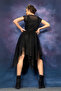ASYMMETRICAL CUT LACE TEXTURED BOAT NECK BLACK DRESS WITH ELASTIC WAIST - 4