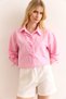 Women's Pink Tie-Detail Cropped Woven Shirt GML-19001345 - 2