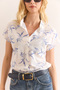 Women's Leaf Navy Blue Flared Linen Bat Shirt Gml-19001317 - 5