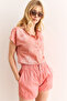 Women's Chain Rose Dried Patterned Linen Bat Shirt Gml-19001129 - 4